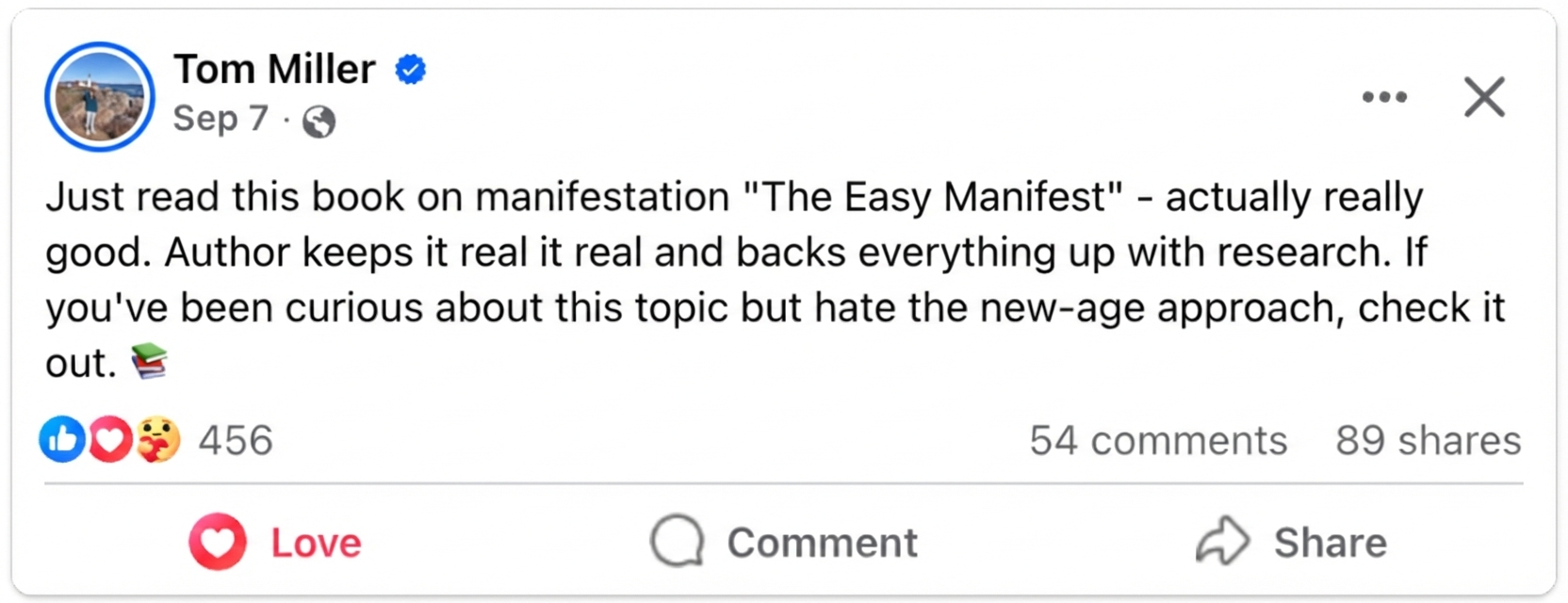 Positive review of The Easy Manifest book by Kain Vale explaining neuroscience-based manifestation methods, research-backed techniques, and practical psychology strategies.